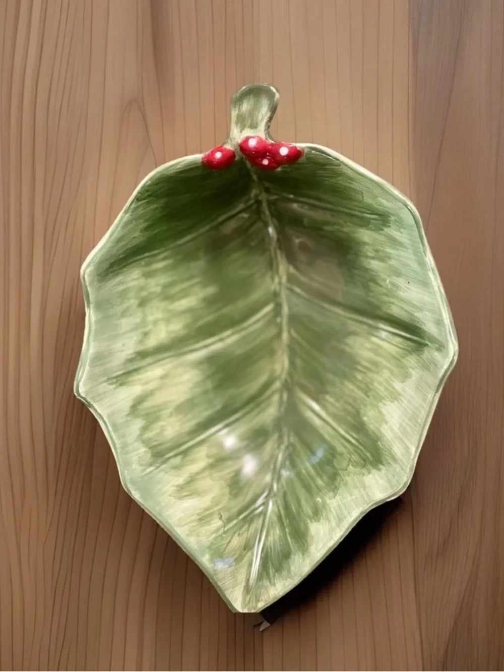 Maxcera Pinecone Holly Leaf Ceramic,Discontinued Vintage Serving Bowl 12x8.5in